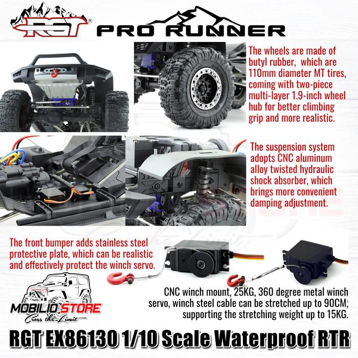 RGT EX86130 Pro Runner 1/10 Skala Tahan Air RTR 2.4GHz Mobil RC Crawler Kontrol Jarak Jauh