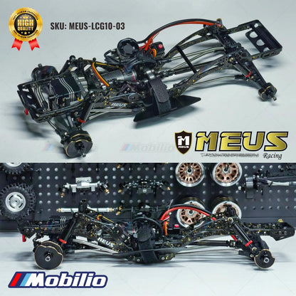 MEUS Racing Gold Rush V2 Carbon Fiber LCG Chassis Kit MEUS-LCG10-03 untuk 1/10 Axial SCX10 SCX10 II Capra 1.9 UTB dan Rakitan DIY Lainnya