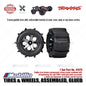 Traxxas Part #4175 Tires & Wheels Assembled Glued All-Star Black Chrome Wheels Paddle Tires Foam Inserts RC Hoss Stampede Rustler