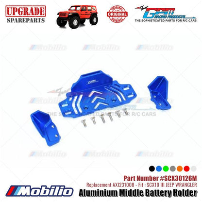 GPM Part #SCX30126M Aluminium Middle Battery Holder Upgrade Axial SCX10 III Jeep Wrangler AXI231008 Replacement