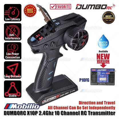 Dumborc X10P-350 10 Channel 2.4GHZ Transmitter with Receiver P10F P10FG P6DC Waterproof Version Available for Remote Control Car Boat Tank All Types of RC Models