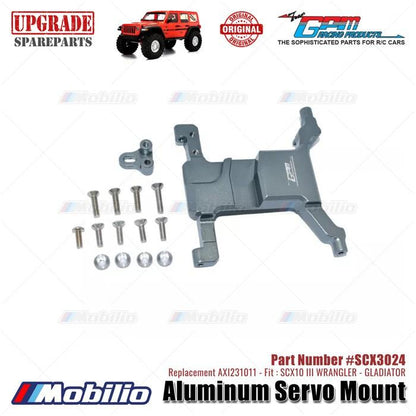 GPM Part #SCX3024 Aluminum Servo Mount RC Upgrade Axial SCX10 III Jeep Wrangler - Gladiator
