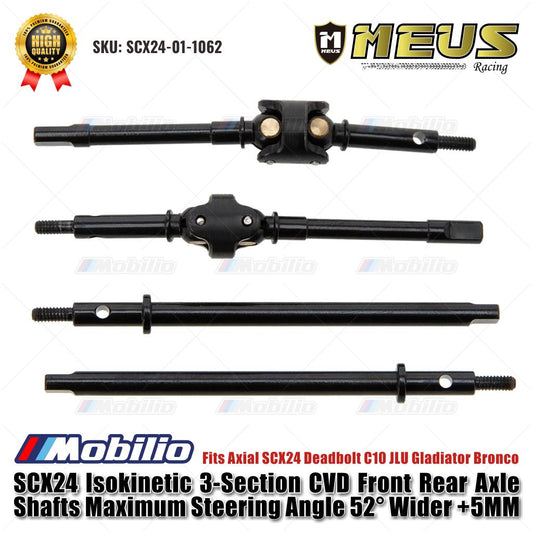 MEUS Racing SCX24 Poros Gandar Depan Belakang CVD Isokinetik 3 Bagian Sudut Kemudi Maksimal 52° Lebih Lebar +5MM Cocok untuk Axial SCX24 Deadbolt C10 JLU Gladiator Bronco