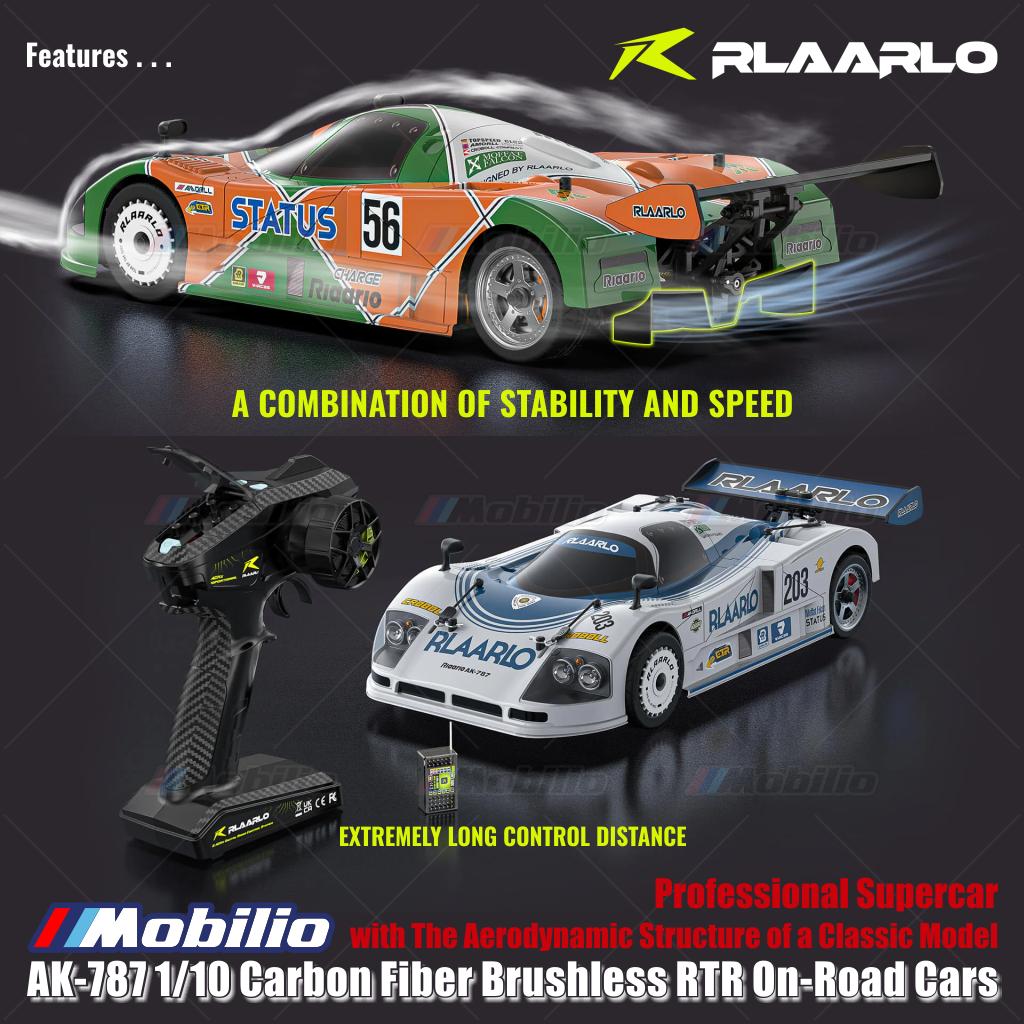Rlaarlo AK-787 Mobil Supercar Profesional Serat Karbon Tanpa Sikat RTR 2.4GHz Mobil On-Road Kendali Jarak Jauh