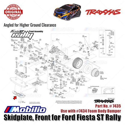 Traxxas Part #7435 Front Skidplate Angled for Higher Ground Clearance Ford Fiesta ST Rally