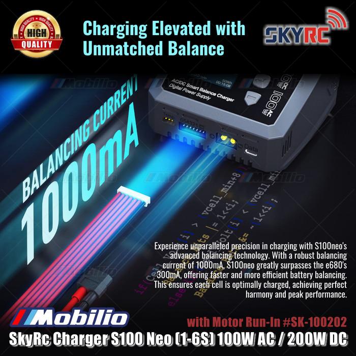 SkyRc Charger S100 Neo (1-6S) 100W AC / 200W DC dengan Motor Run-In #SK-100202 Baterai