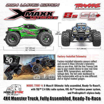 Traxxas 77097-4 X-Maxx XMaxx Ultimate 1/6 Monster Truck 8s Brushless TQI RTR 4WD TQI TSM RTR Clipless