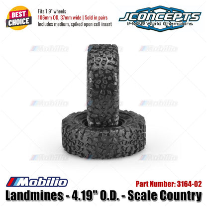 JConcepts #3164-02 Landmines - 4.19" O.D. - Scale Country OD 106mm OD Wide 37mm Fits - 1.9" Wheel