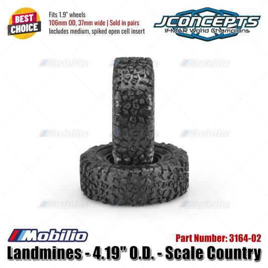 JConcepts #3164-02 Landmines - 4.19" O.D. - Scale Country OD 106mm OD Wide 37mm Fits - 1.9" Wheel