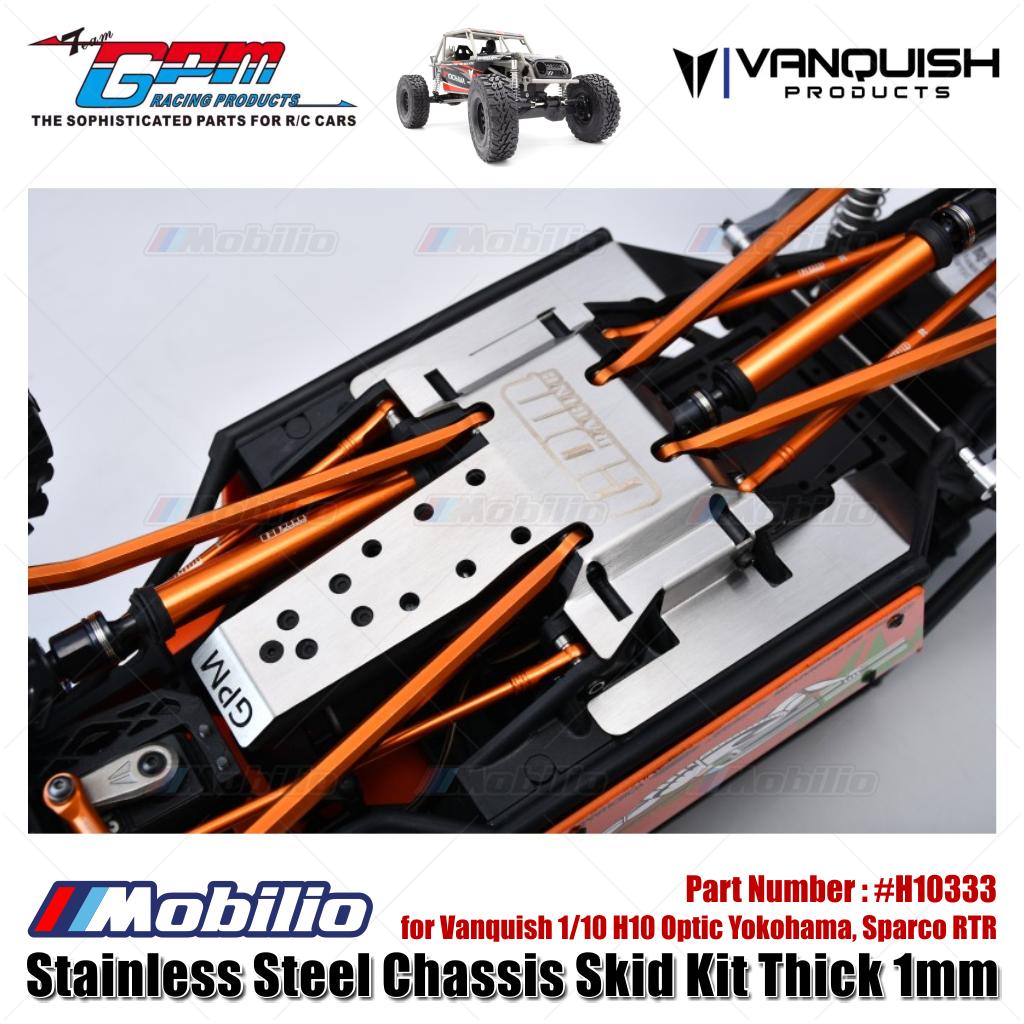 GPM Part #H10333 Stainless Steel Chassis Skid Kit Thick 1mm for Vanquish 1/10 H10 Optic Yokohama Sparco RTR