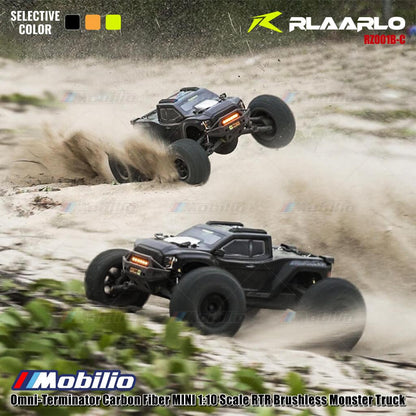 Rlaarlo Omni-Terminator Carbon Fiber MINI Skala 1:10 RTR Brushless Monster Truck Versi V2 RZ001B-C RZ001O-C RZ001Y-C
