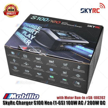 SkyRc Charger S100 Neo (1-6S) 100W AC / 200W DC dengan Motor Run-In #SK-100202 Baterai