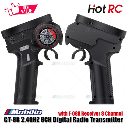 HotRC CT-8B 2.4GHZ 8CH Digital Radio Transmitter with F-08A Receiver 8 Channel for RC Car Boat Tank