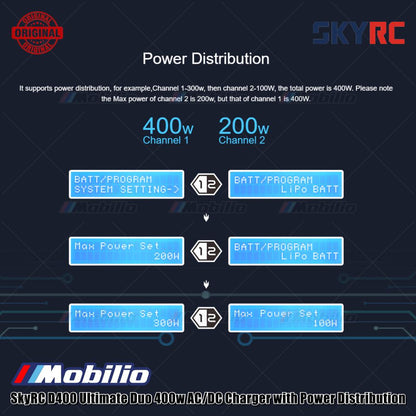 SkyRC D400 Ultimate Duo 400w AC/DC Charger dengan Distribusi Daya SK-100123