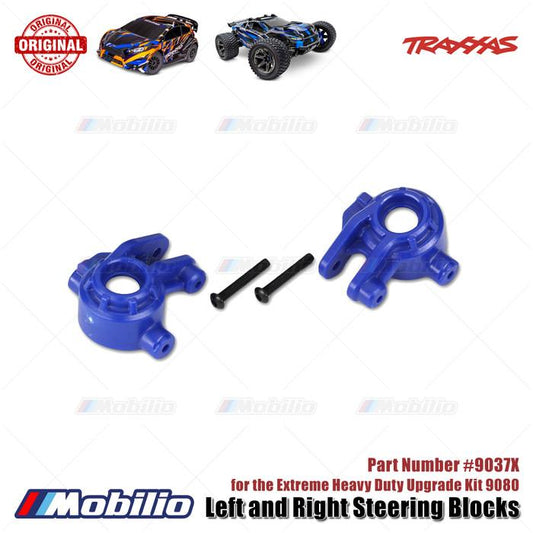 Traxxas Part #9037X Steering blocks Extreme Heavy Duty Blue for 9080 Upgrade RC Ford ST Rally Rustler Slash Stampede