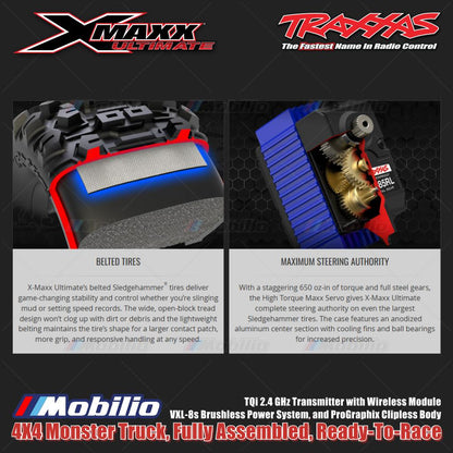 Traxxas 77097-4 X-Maxx XMaxx Ultimate 1/6 Monster Truck 8s Brushless TQI RTR 4WD TQI TSM RTR Clipless