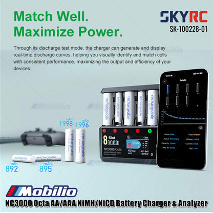 SkyRC NC3000 Pengisi Daya & Penganalisis Baterai NiMH/NiCD Octa AA/AAA SK-100228-01