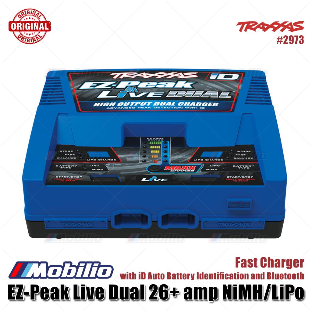 Traxxas Part #2973 EZ-Peak Live Dual 26+ amp NiMH LiPo Fast Charger with iD Auto Battery Identification and Bluetooth