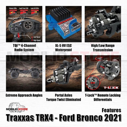 Traxxas 92076-4 TRX4 All New 2021 Bronco 4x4 1/10 RTR Rock Crawler Clipless