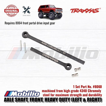 Traxxas Part #8060 Steel Left and Right Heavy-Duty Front Axle Shafts Requires #8064 for TRX-4 TRX-6 RC Crawler Adventure