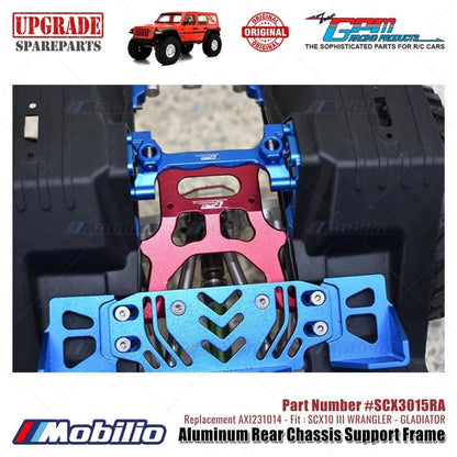 GPM Part #SCX3015RA Aluminum Rear Chassis Support Frame Axial SCX10 III Jeep Wrangler - Gladiator  Remote Control Toy