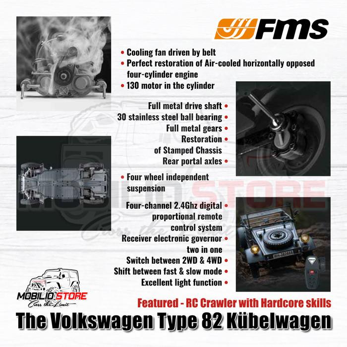 FMS Volkswagen Tipe 82 Kubelwagen Skala 1:12 RTR RC Car Crawler