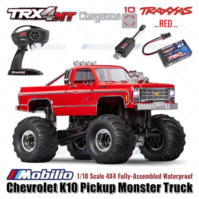 Traxxas 98064-1 TRX-4MT Chevrolet K10 Pickup Monster Truck Bigfoot Skala 1/18 4X4 RTR Rakitan Lengkap Tahan Air TRX4MT Tanpa Klip