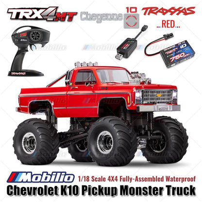 Traxxas 98064-1 TRX-4MT Chevrolet K10 Pickup Monster Truck Bigfoot Skala 1/18 4X4 RTR Rakitan Lengkap Tahan Air TRX4MT Tanpa Klip