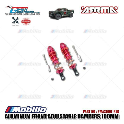 GPM Part #MAS100F Aluminum Front Adjustable Dampers 100mm Arrma Senton 6S BLX Short Course