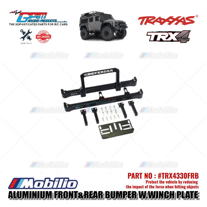 GPM Part #TRX4330FRB Aluminium Front and Rear Bumper with Winch Plate Traxxas TRX-4 Defender Trail Crawler