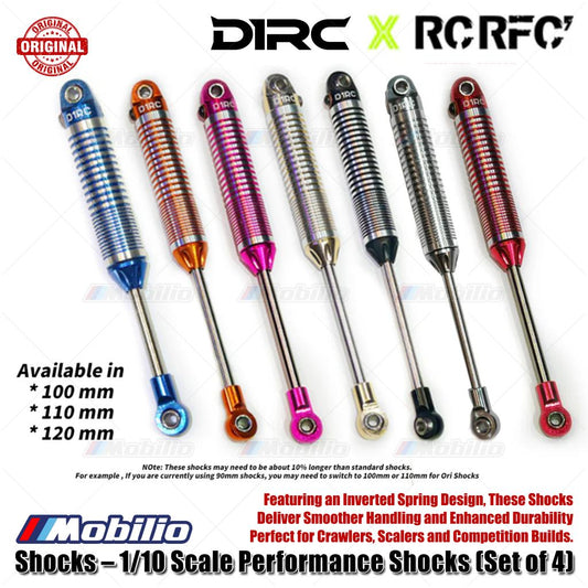 D1RC X RCRFC Shocks - 1/10 Scale Performance Shocks (Set of 4) for RC Crawlers Scalers and Competition Builds