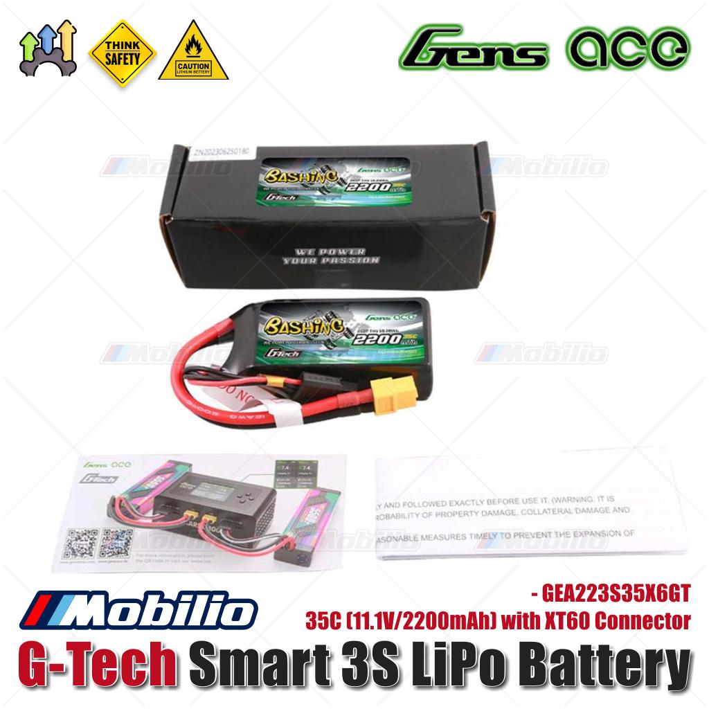 Gens Ace G-Tech Smart 3S Lipo Baterai 35C (11.1V/2200mAh) dengan Konektor XT60 - GEA22003S35X6