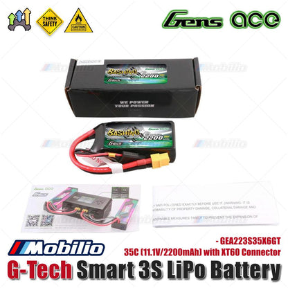 Gens Ace G-Tech Smart 3S Lipo Baterai 35C (11.1V/2200mAh) dengan Konektor XT60 - GEA22003S35X6