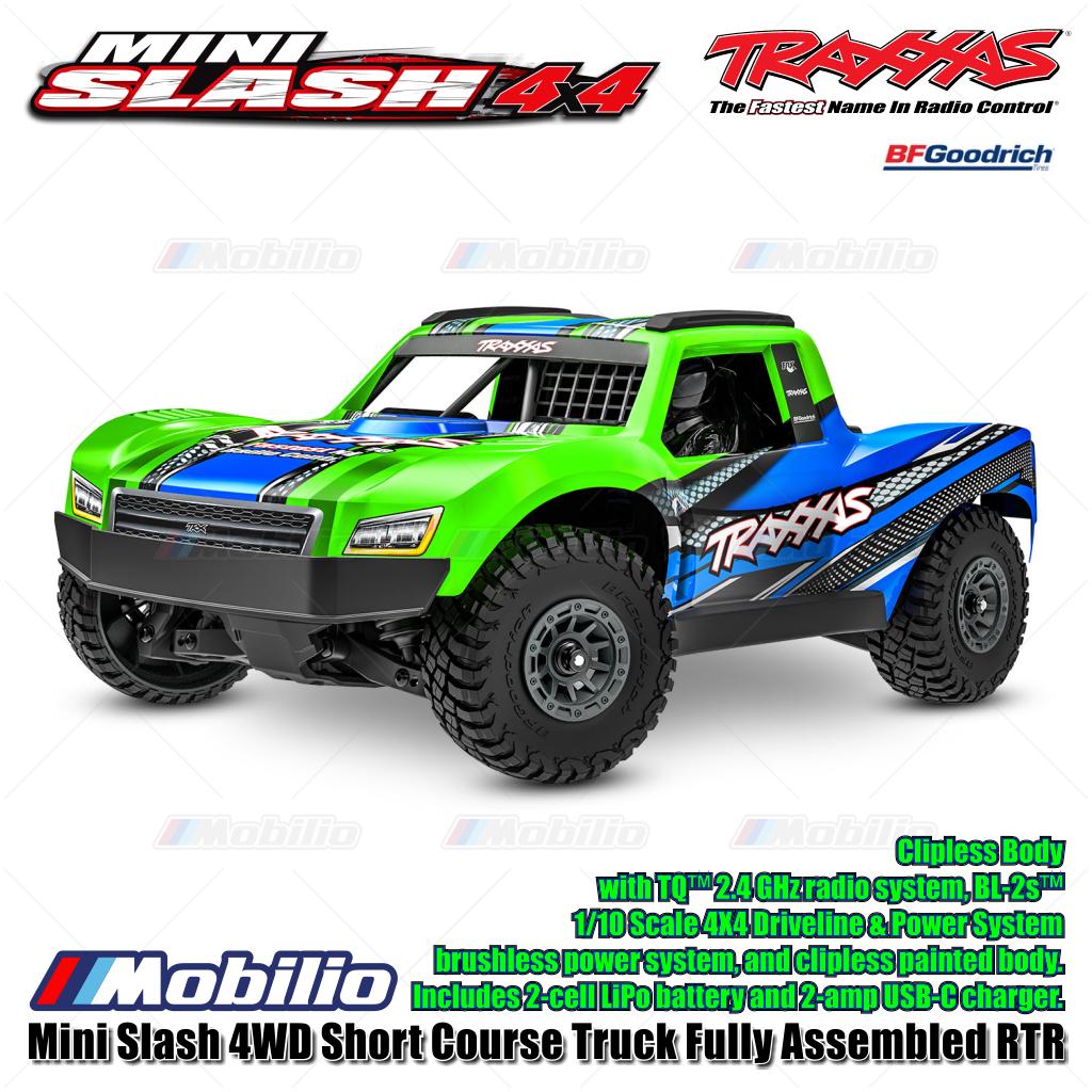 Traxxas 108164-1 Mini Slash 4WD Short Course Truck Rakitan Lengkap RTR Body Tanpa Klip Sistem Tenaga Brushless TQ 2.4GHz BL-2S