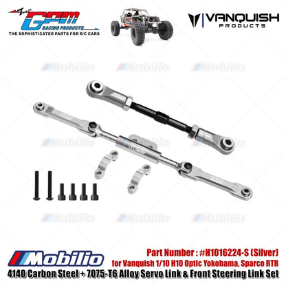 GPM Part #H1016224 4140 Carbon Steel + 7075-T6 Alloy Servo Link & Front Steering Link Set for Vanquish 1/10 H10 Optic Yokohama Sparco RTR