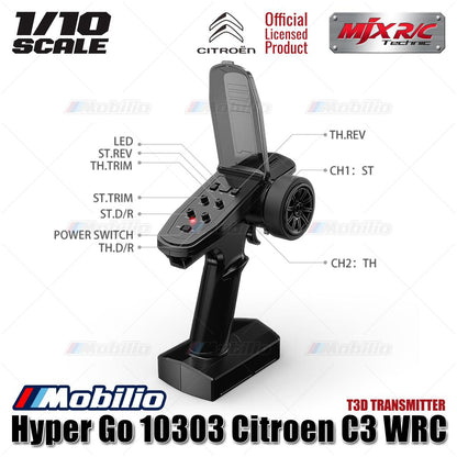MJX Hyper Go 10303 (DC) 70KPH Brushless 1:10 Scale Citroen C3 WRC Rally Car with Battery 2S 5000 and Charger