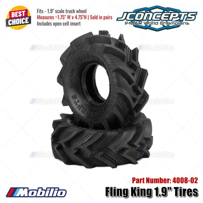 JConcepts #4008-02 Fling King 1.9" Tires 1.75"W x 4.75"H Fits - 1.9" Scale Truck Wheel