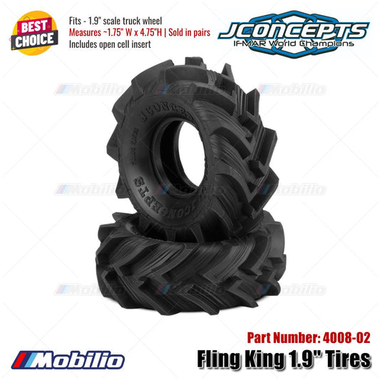 JConcepts #4008-02 Fling King 1.9" Tires 1.75"W x 4.75"H Fits - 1.9" Scale Truck Wheel