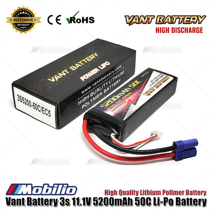 Vant Baterai Lipo 3S 11.1 Volt 5200mAh 50C Baterai Lithium Polimer EC3 EC5 untuk RC Axial Arrma ESC Spektrum IC3 IC5