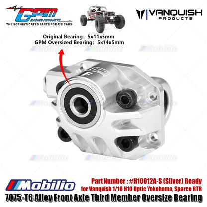 GPM Part #H10012A 7075-T6 Alloy Front Axle Third Member Oversize Bearing for Vanquish 1/10 H10 Optic Yokohama Sparco RTR
