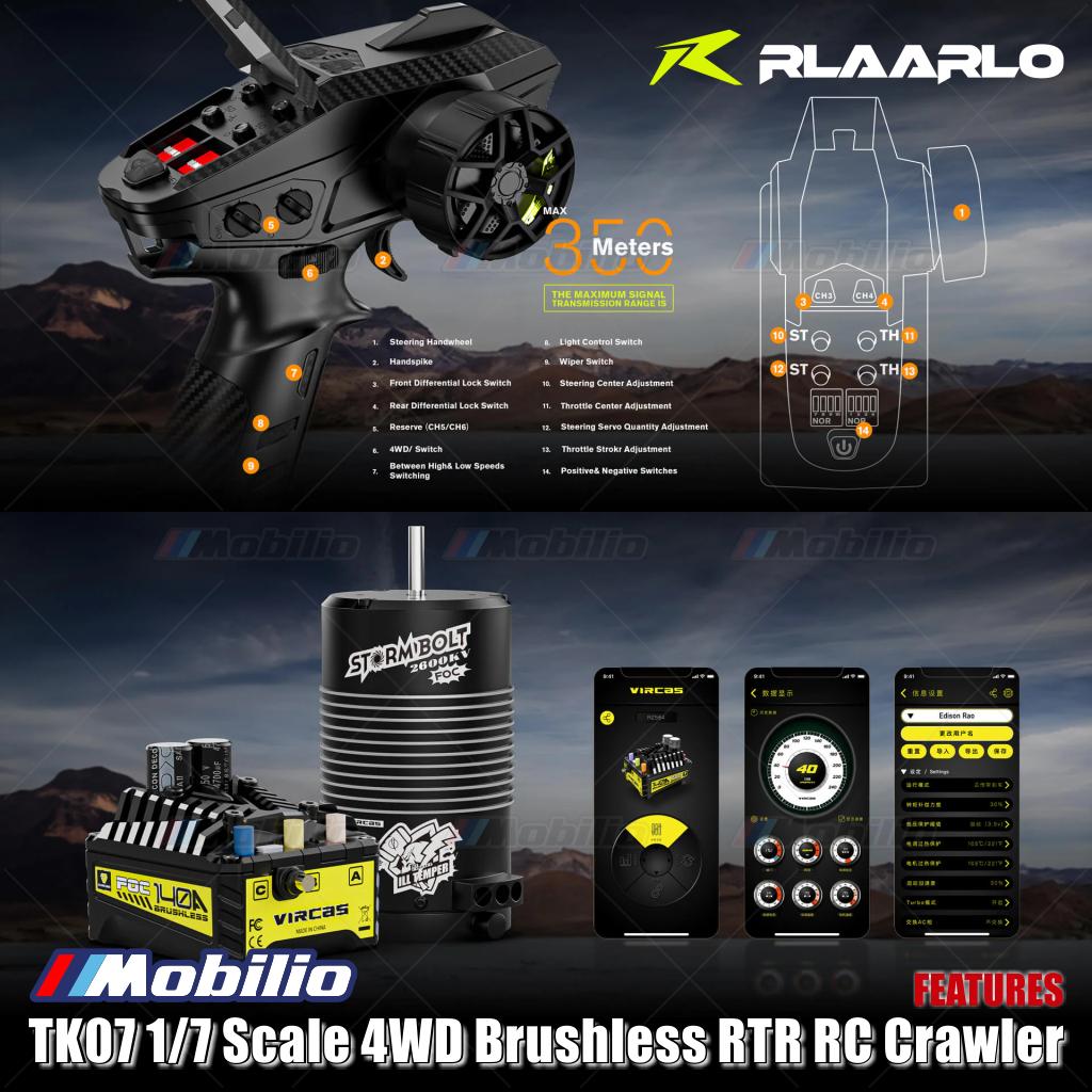 Rlaarlo TK07 Skala 1/7 4WD Brushless RTR 2.4GHz RC Crawler Adventure Off-Road Remote Control