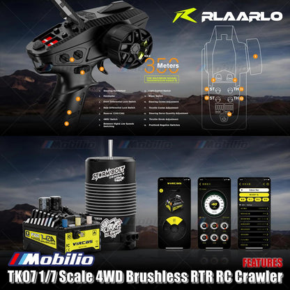 Rlaarlo TK07 Skala 1/7 4WD Brushless RTR 2.4GHz RC Crawler Adventure Off-Road Remote Control