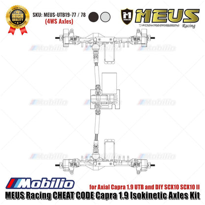 MEUS Racing CHEAT CODE Capra 1.9 Isokinetic Axles Kit 4WS MEUS-UTB19-77 / 78 untuk Axial Capra 1.9 UTB dan DIY SCX10 SCX10 II