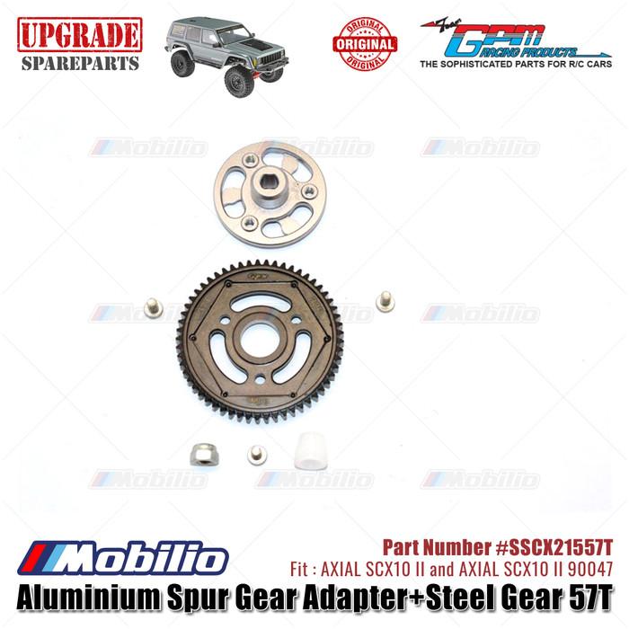GPM Part #SSCX21557T Aluminium Spur Gear Adapter and Steel Gear 57T RC Upgrade Axial SCX10 II Crawler Adventure
