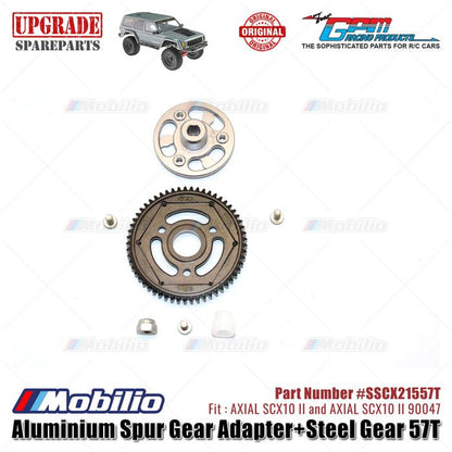 GPM Part #SSCX21557T Aluminium Spur Gear Adapter and Steel Gear 57T RC Upgrade Axial SCX10 II Crawler Adventure