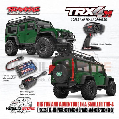 Traxxas 97054-1 TRX-4M 1/18 Mini Crawler Elektrik dengan Bodi Land Rover Defender Tanpa Klip