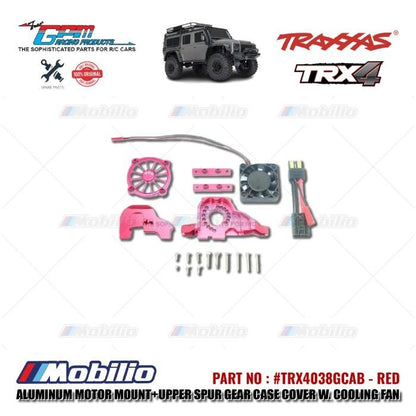 GPM Part #TRX4038GCAB Aluminum Motor Mount Upper Spur Gear Case Cover with Cooling Fan Traxxas TRX-4 Trail Crawler