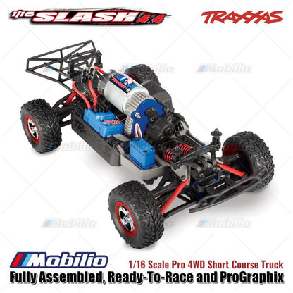Traxxas 70054-8 Mini Slash 4x4 Skala 1/16 Pro 4WD Short Course Truck Rakitan Lengkap Siap Balap dan Mobil RC ProGraphix Kecepatan Offroad
