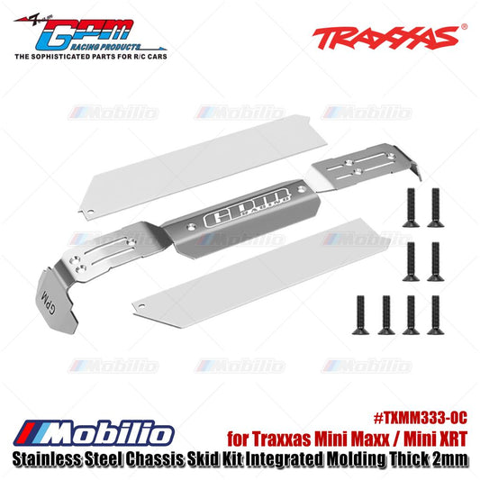 GPM Part #TXMM333-OC Stainless Steel Chassis Skid Kit Integrated Molding Thick 2mm for Traxxas Mini Maxx / Mini XRT Upgrade