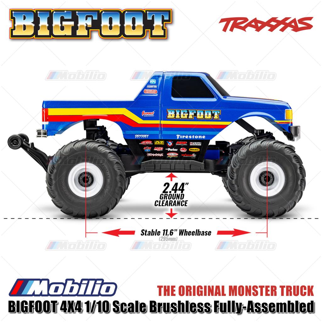 Traxxas 67134-4 BIGFOOT 4X4 1/10 Scale Brushless Fully-Assembled Monster Truck Ford Firestone Dengan BL-2s ESC dan Motor 3300 Kv - Control